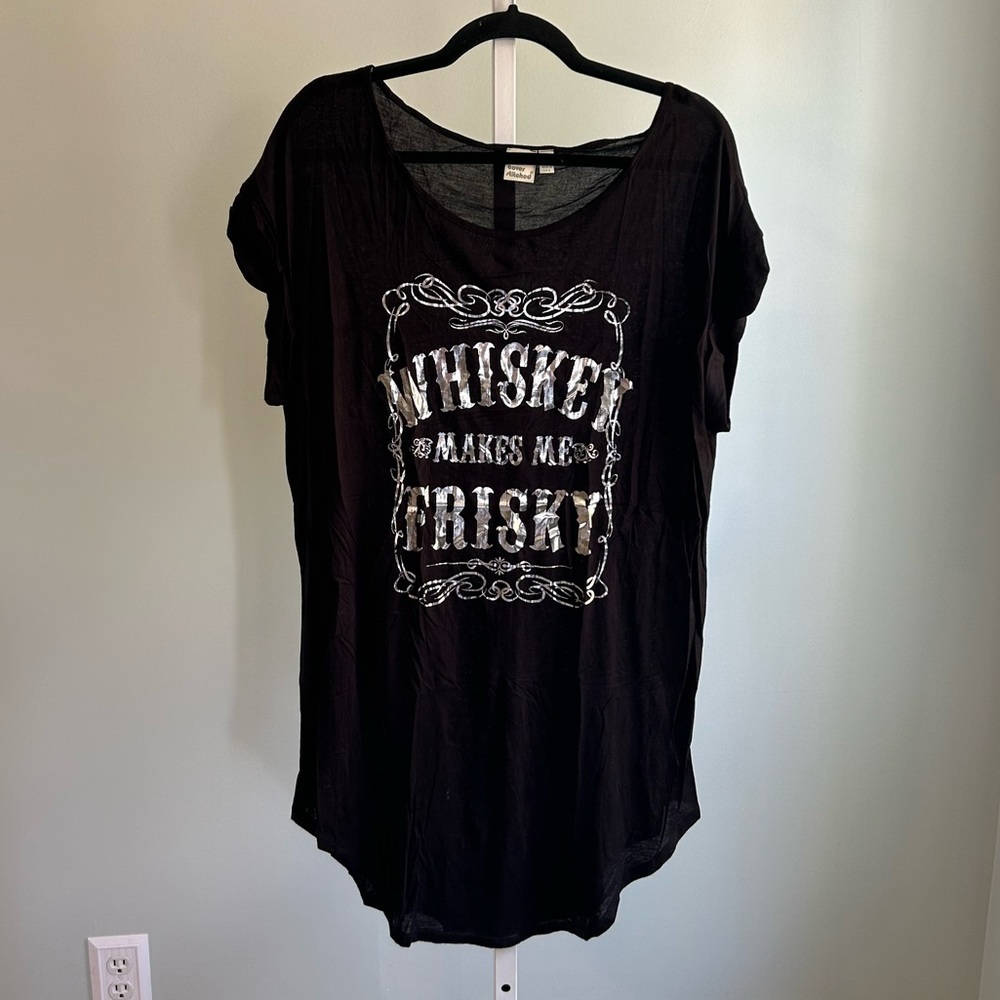Black Short Sleeve Whiskey Graphic Tunic
